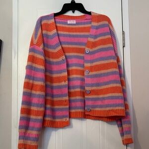 Pink Lily Colorful Striped Cardigan